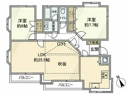 代沢戸建(2LDK/2階)の間取り写真