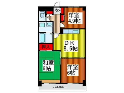 エスポワール喜沢(3DK/5階)の間取り写真