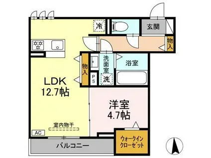 D-CRINUM 富士見町(1LDK/3階)の間取り写真