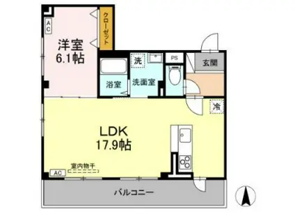 サンブルーム湘南(1LDK/3階)の間取り写真