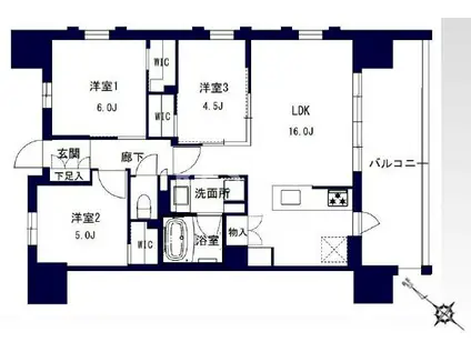 センチュリー千葉みなと(3LDK/11階)の間取り写真