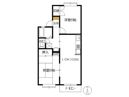 ゴールドトロフ(2LDK/2階)の間取り写真