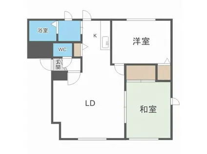 メイプルタウンB(2LDK/1階)の間取り写真