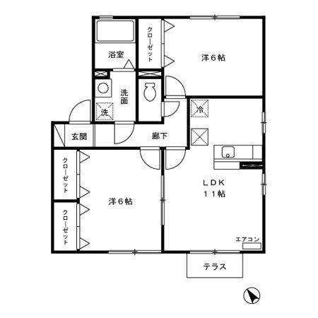 プログレス中山吉成(2LDK/1階)の間取り写真
