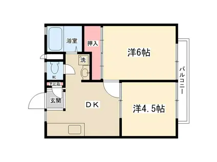 コウエイアパートA(2DK/2階)の間取り写真