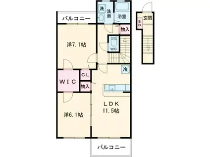 アルブルシャルマン(2LDK/2階)の間取り写真