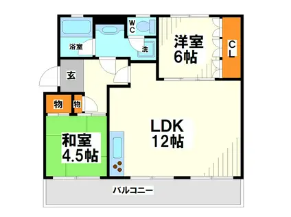 車返団地(2LDK/1階)の間取り写真