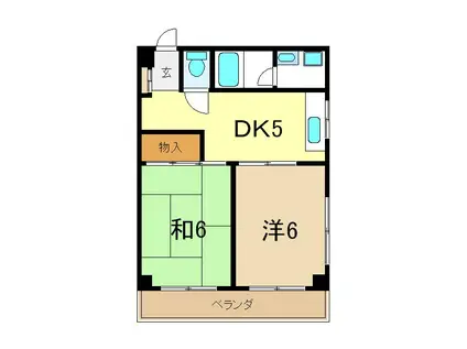 エクセル西一之江(2DK/4階)の間取り写真