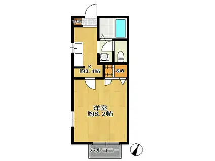 ディアスSJ(1K/2階)の間取り写真