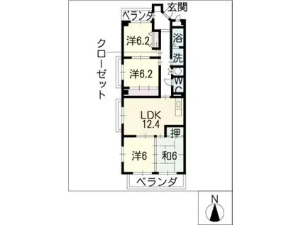 シェルコート辰巳(4LDK/3階)の間取り写真