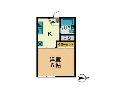 ドリームハウス(1K/1階)の間取り写真