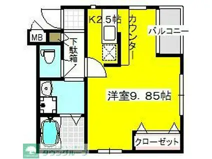 東武東上線 鶴ケ島駅 徒歩5分 2階建 築22年(1K/1階)の間取り写真
