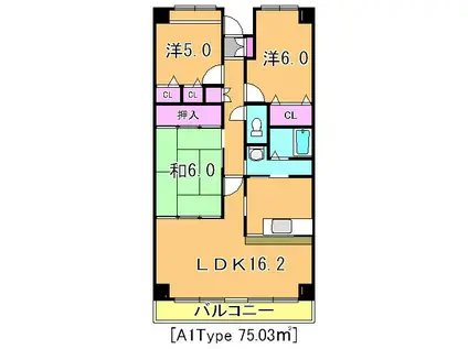エクシード八千代中央(3LDK/4階)の間取り写真