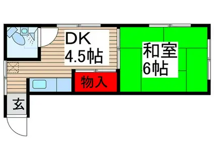 中島荘(1DK/2階)の間取り写真