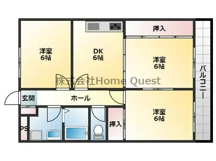 大県マンション II(3DK/1階)の間取り写真
