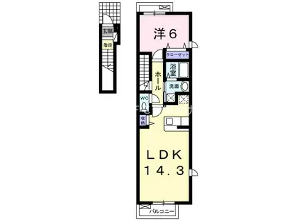 アンベル・ルピナス(1LDK/2階)の間取り写真