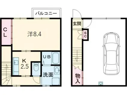 ギャラン中間ガレージB棟(1K/1階)の間取り写真