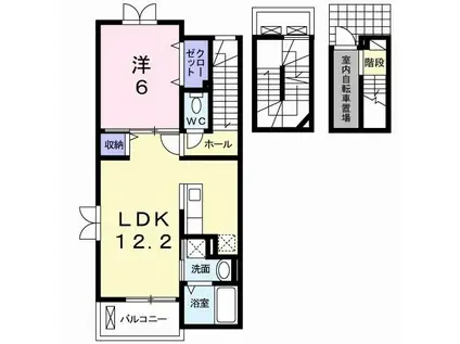 クレール魚住I(1LDK/3階)の間取り写真