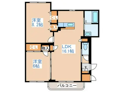 エターナル7(2LDK/1階)の間取り写真