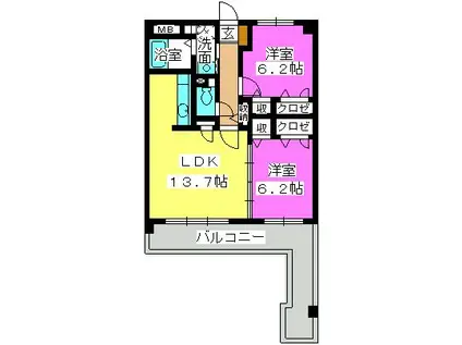 メゾンソフィア(2LDK/2階)の間取り写真