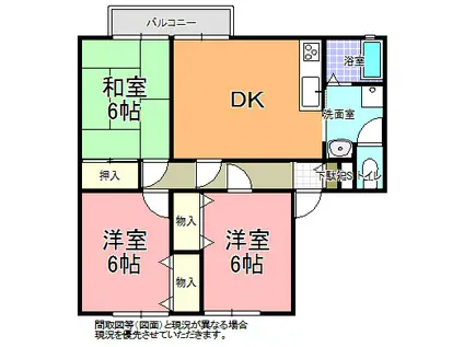 エミネンス山波 A棟(3DK/1階)の間取り写真
