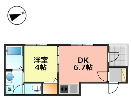 ハーモニーテラス坂井戸(1DK/1階)の間取り写真
