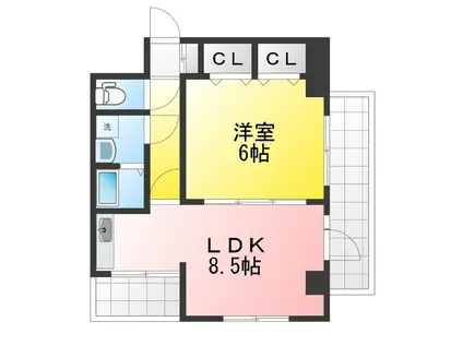 メゾン栄(1LDK/3階)の間取り写真