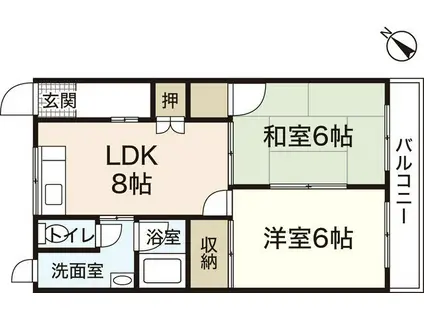 秋山ビル(2LDK/2階)の間取り写真