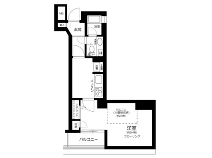 ヌフエタージュ(1K/7階)の間取り写真