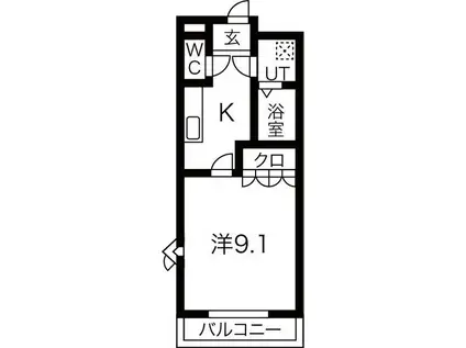 フィオーレTM(1K/2階)の間取り写真