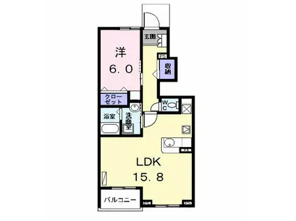 ボンヌシャンスC(1LDK/1階)の間取り写真