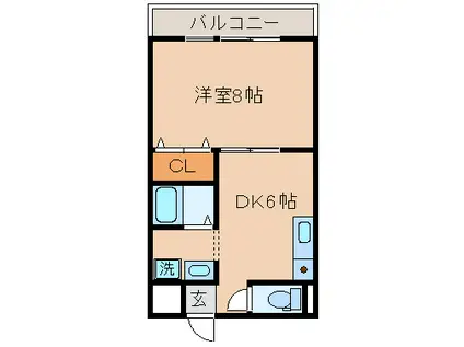 栗林レインボーマンション(1DK/3階)の間取り写真