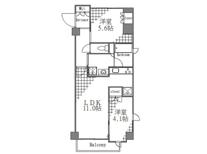 プレール・ドゥーク両国II(2LDK/7階)の間取り写真