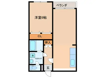 ティファニーII(1LDK/1階)の間取り写真