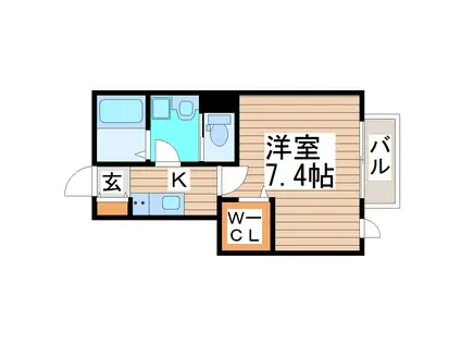 ル ソレイユII(1K/1階)の間取り写真