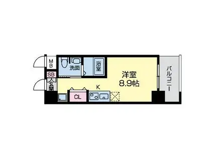 グレンパーク江坂II(ワンルーム/12階)の間取り写真