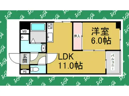 アーク上前津ビル(1LDK/7階)の間取り写真