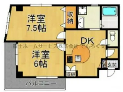 天六レヂデンス(2DK/10階)の間取り写真