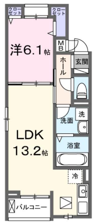 リヴァーサイド ヴィラ(1LDK/1階)の間取り写真