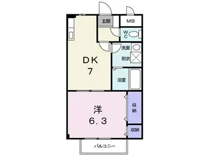 サニ-紫原I(1DK/2階)の間取り写真