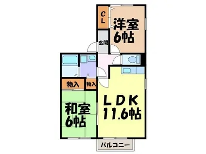 サンパーク(2LDK/2階)の間取り写真