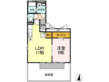 ビィーブル・ボナール(1LDK/1階)の間取り写真