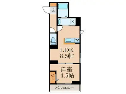 セレスティア若宮(1LDK/3階)の間取り写真