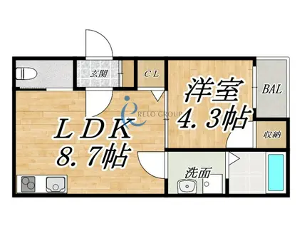 F ASECIA HEULAN エフ アセシア ヒュラン(1LDK/1階)の間取り写真