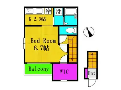 サン中野島コーポ(1K/2階)の間取り写真