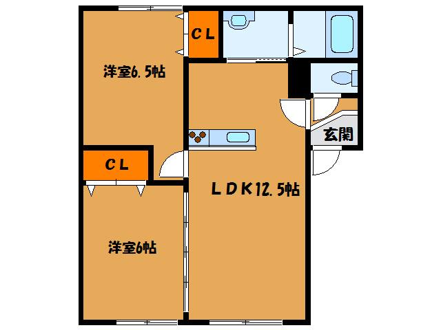 ウィルモアレラ(2LDK/2階)の間取り写真