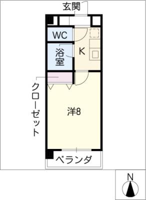 マーブルクレスト五軒家(1K/3階)の間取り写真