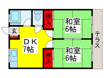 第2千鳥ハイツ(2DK/1階)の間取り写真