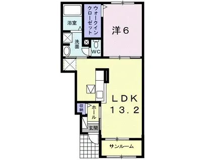 グランデ・ソーレ K(1LDK/1階)の間取り写真