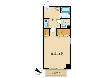 アンリシール(1K/4階)の間取り写真